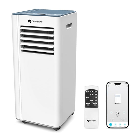 DR.PREPARE 8,000 BTU Portable Air Conditioner with WiFi Enabled, Cooling, Dehumidifier, Fan & Sleep Modes 4-in-1 Portable