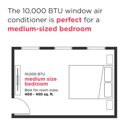 Frigidaire 10,000 BTU Smart Window Air Conditioner with Wi-Fi, Cools Up to 450 Sq. Ft., Remote Control, Quiet Operation, Eco Mode, 3 Fan Speeds, White