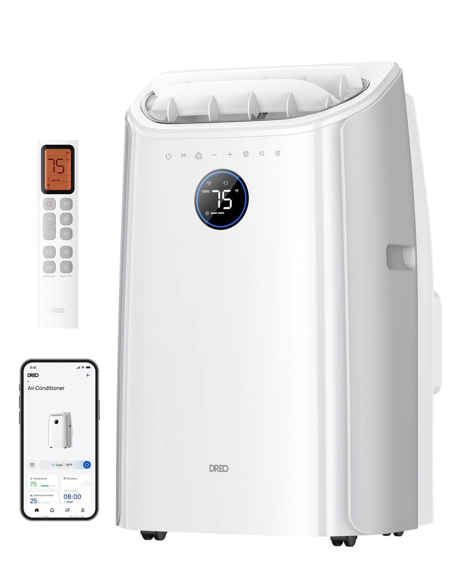 DREO Portable Air Conditioner 515S, 12000 BTU ASHRAE (8000 BTU DOE) Smart AC Unit for Bedroom with Drainage-free Cooling