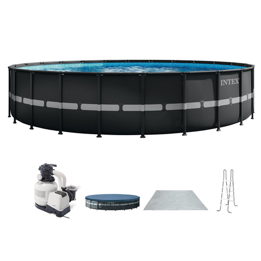 INTEX Ultra XTR 24 ft x 52 in Above Ground Pool Set, Round Swimming Pool with Steel Frame, 2100 GPH Sand Filter Pump, Ladder, Cover, & Ground Cloth
