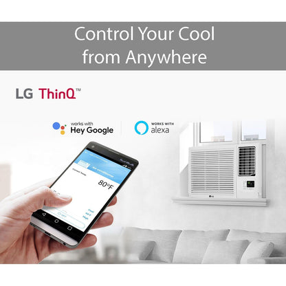 LG 18,000 BTU Heat and Cool Window Air Conditioner with WiFi Controls, Smart Temperature Control for Rooms up to 1,000 Sq. Ft., White