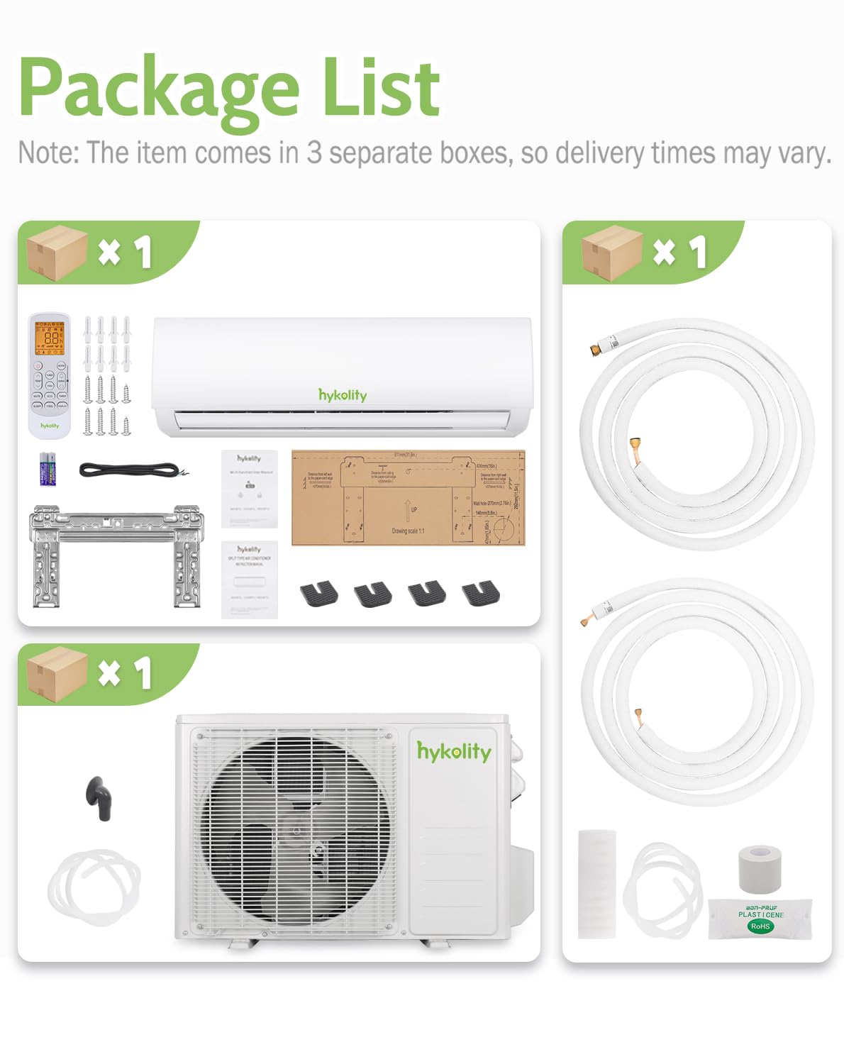Wifi Enabled 18,000 BTU Mini Split Air Conditioner & Heater, 19 SEER2 230V Split AC Unit Ductless Inverter System