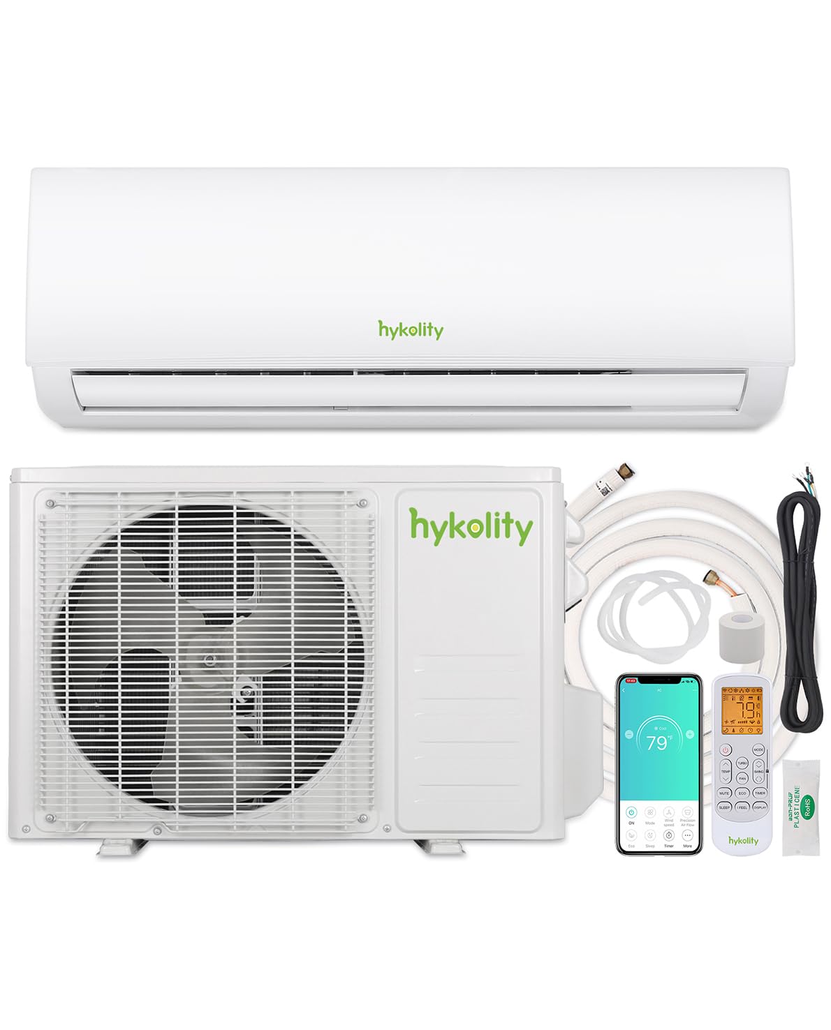 Wifi Enabled 18,000 BTU Mini Split Air Conditioner & Heater, 19 SEER2 230V Split AC Unit Ductless Inverter System