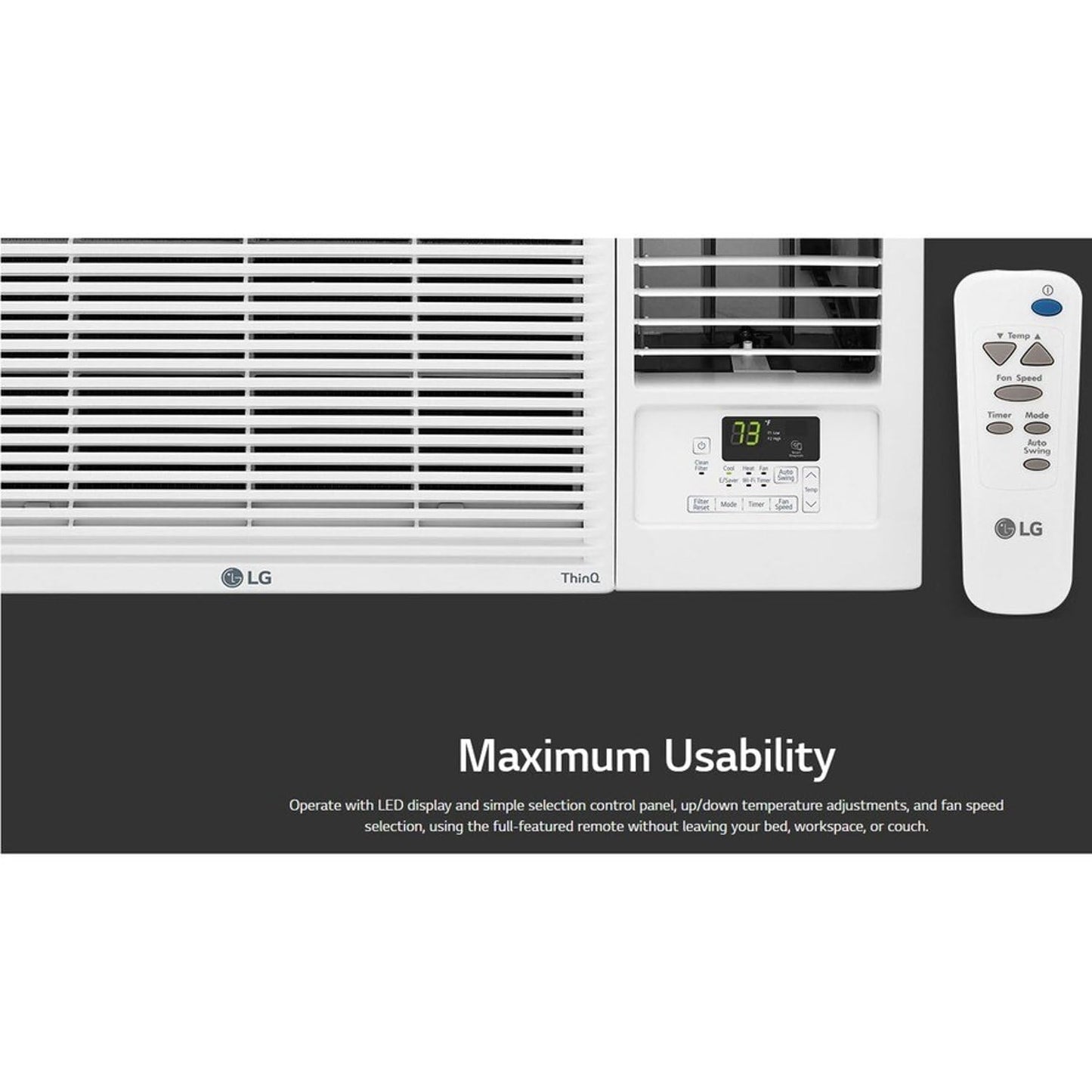 LG 18,000 BTU Heat and Cool Window Air Conditioner with WiFi Controls, Smart Temperature Control for Rooms up to 1,000 Sq. Ft., White
