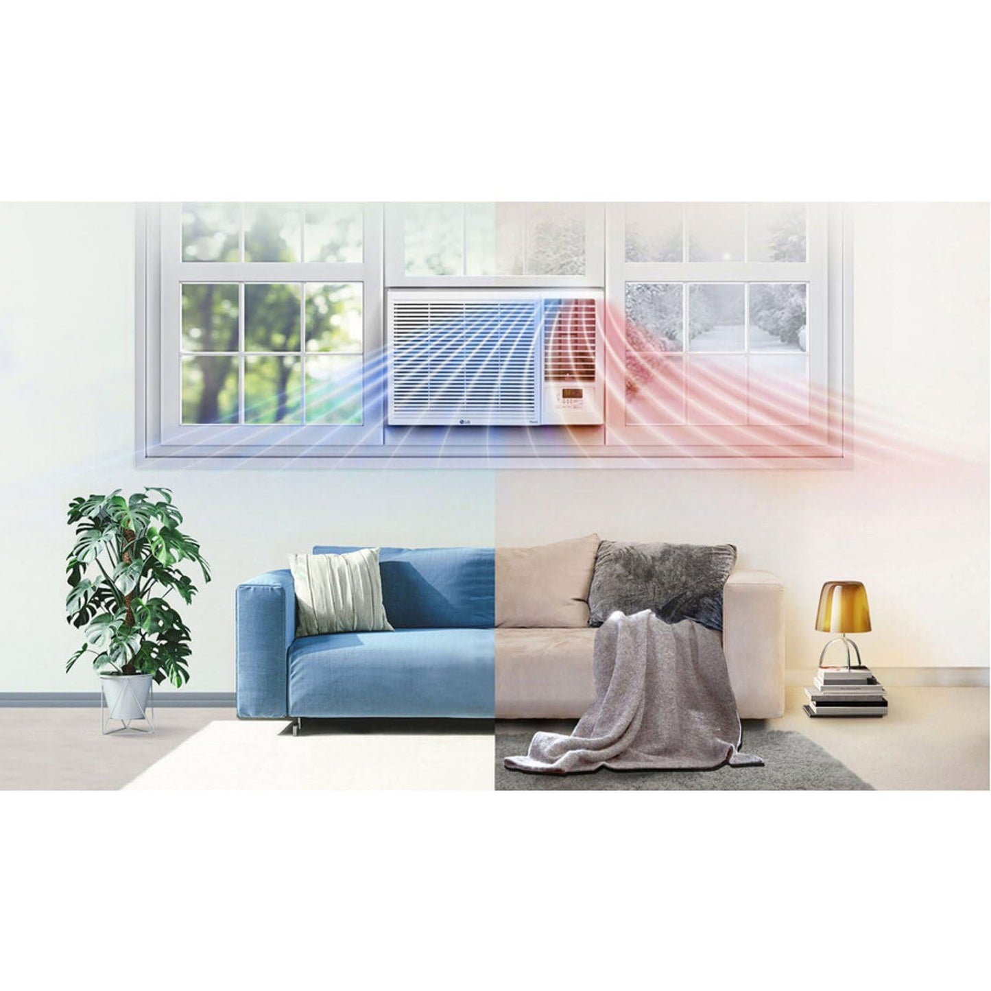 LG 18,000 BTU Heat and Cool Window Air Conditioner with WiFi Controls, Smart Temperature Control for Rooms up to 1,000 Sq. Ft., White