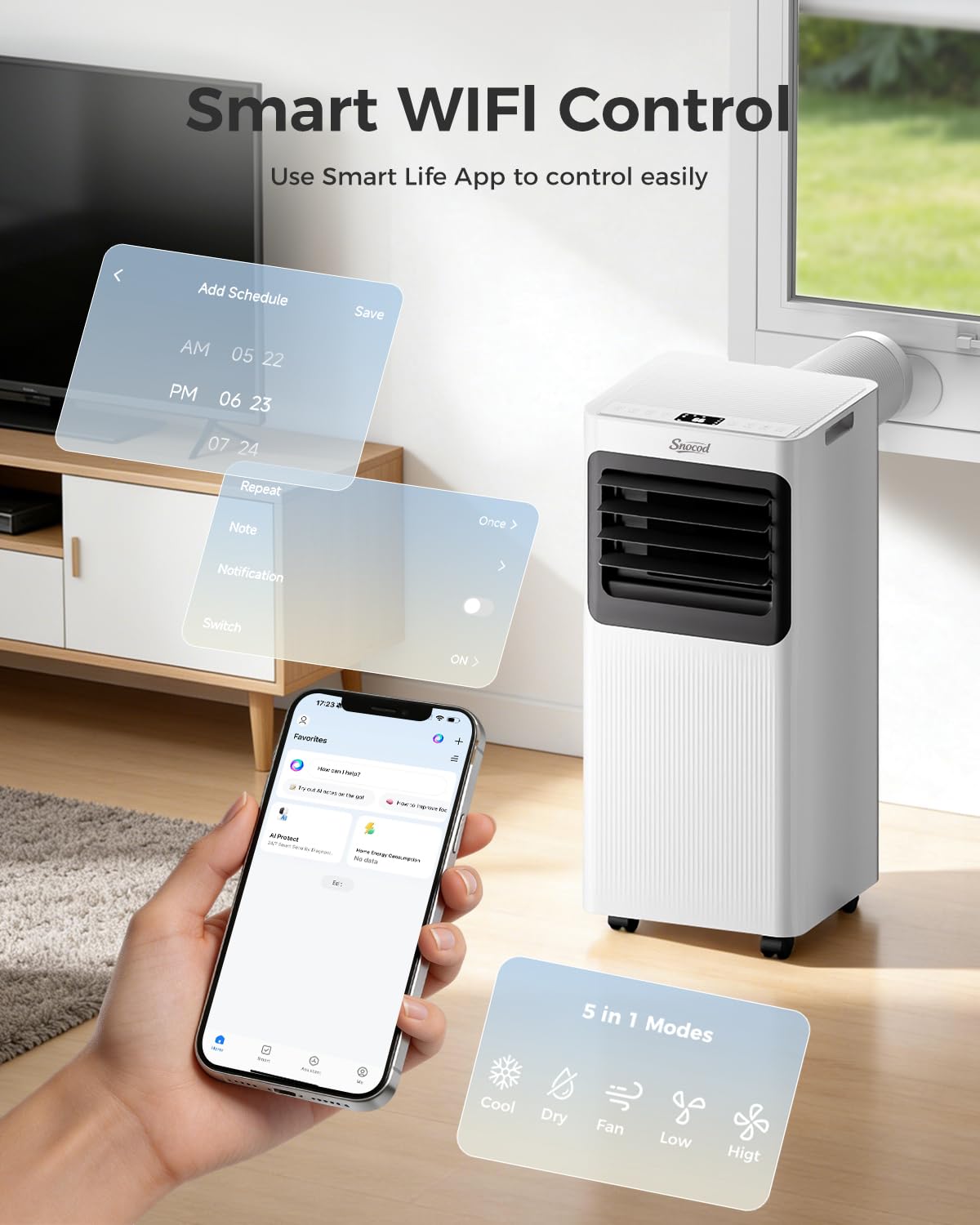 16,000 B T U Portable Air Conditioners for Large Room up to 750 Sq. Ft., 5-in-1 Smart AC with WiFi App, Remote Control, Fast Cooling