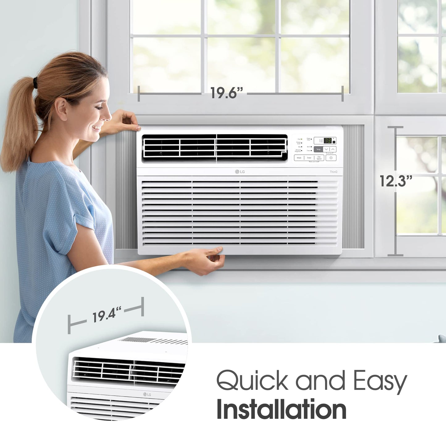 LG 10000 BTU Window Air Conditioners [2023] Remote Control WiFi App Ultra-Quiet Washable Filter Cools 450Sq.Ft