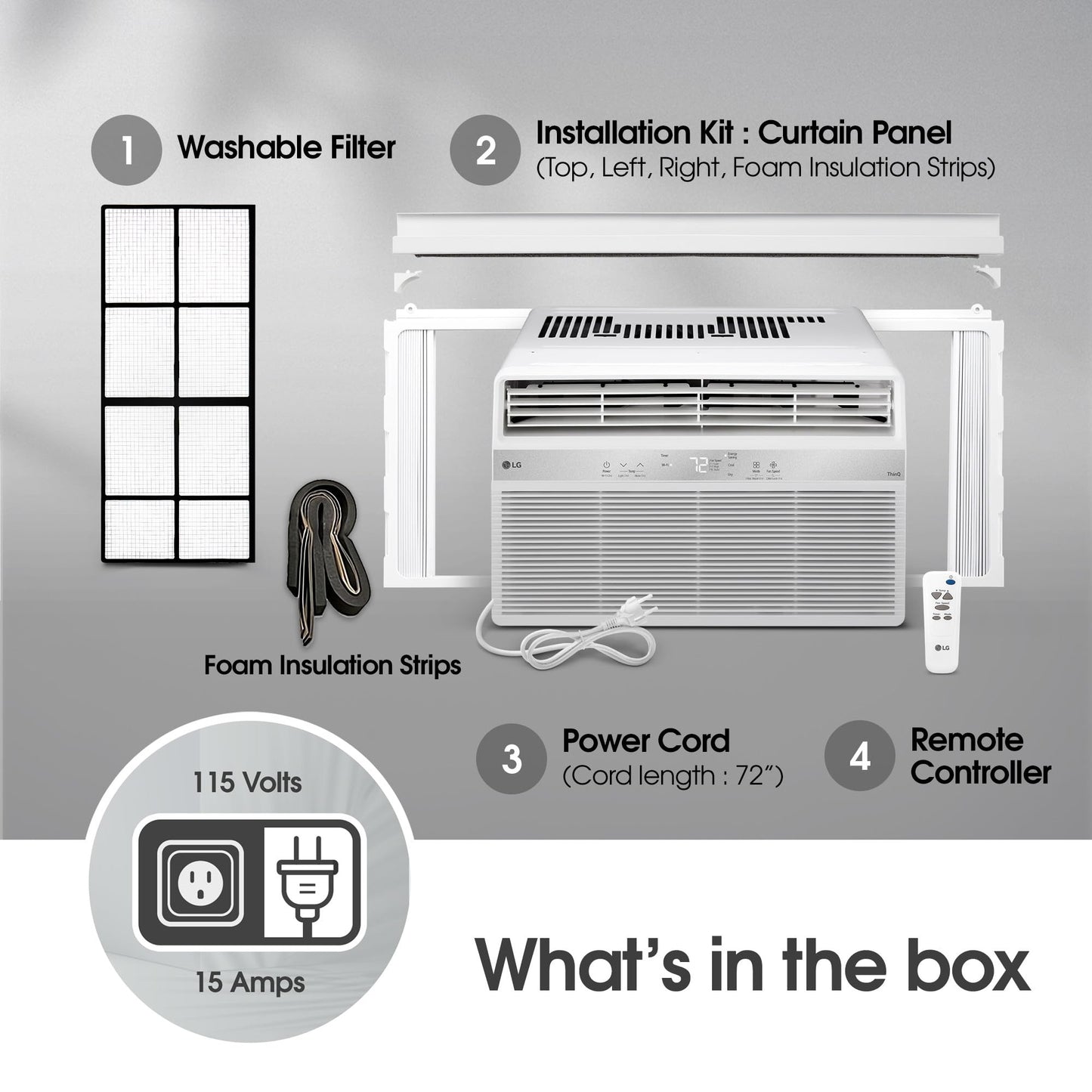 LG LW1025RSMX Window Conditioner, Wi-Fi Enabled w/Remote, 450 Sq.Ft, 4-Way Air Deflection, 2 Cooling