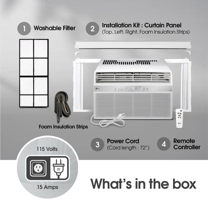 LG LW1025RSMX Window Conditioner, Wi-Fi Enabled w/Remote, 450 Sq.Ft, 4-Way Air Deflection, 2 Cooling