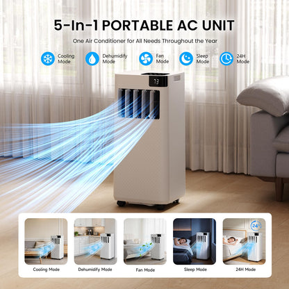 Augsmile Portable Air Conditioner 16,000 BTU with WiFi App Control, 5-in-1 AC Unit (Cool, Fan, Dehumidifier, Sleep, Timer)