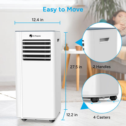 DR.PREPARE 8,000 BTU Portable Air Conditioner with WiFi Enabled, Cooling, Dehumidifier, Fan & Sleep Modes 4-in-1 Portable