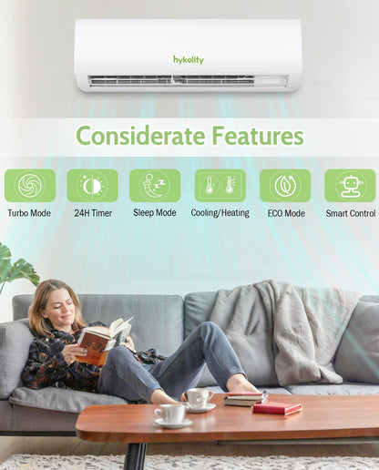 Wifi Enabled 18,000 BTU Mini Split Air Conditioner & Heater, 19 SEER2 230V Split AC Unit Ductless Inverter System