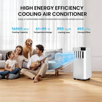 Augsmile Portable Air Conditioner 16,000 BTU with WiFi App Control, 5-in-1 AC Unit (Cool, Fan, Dehumidifier, Sleep, Timer)