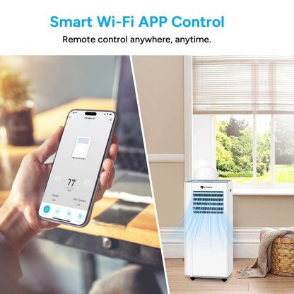 DR.PREPARE 8,000 BTU Portable Air Conditioner with WiFi Enabled, Cooling, Dehumidifier, Fan & Sleep Modes 4-in-1 Portable