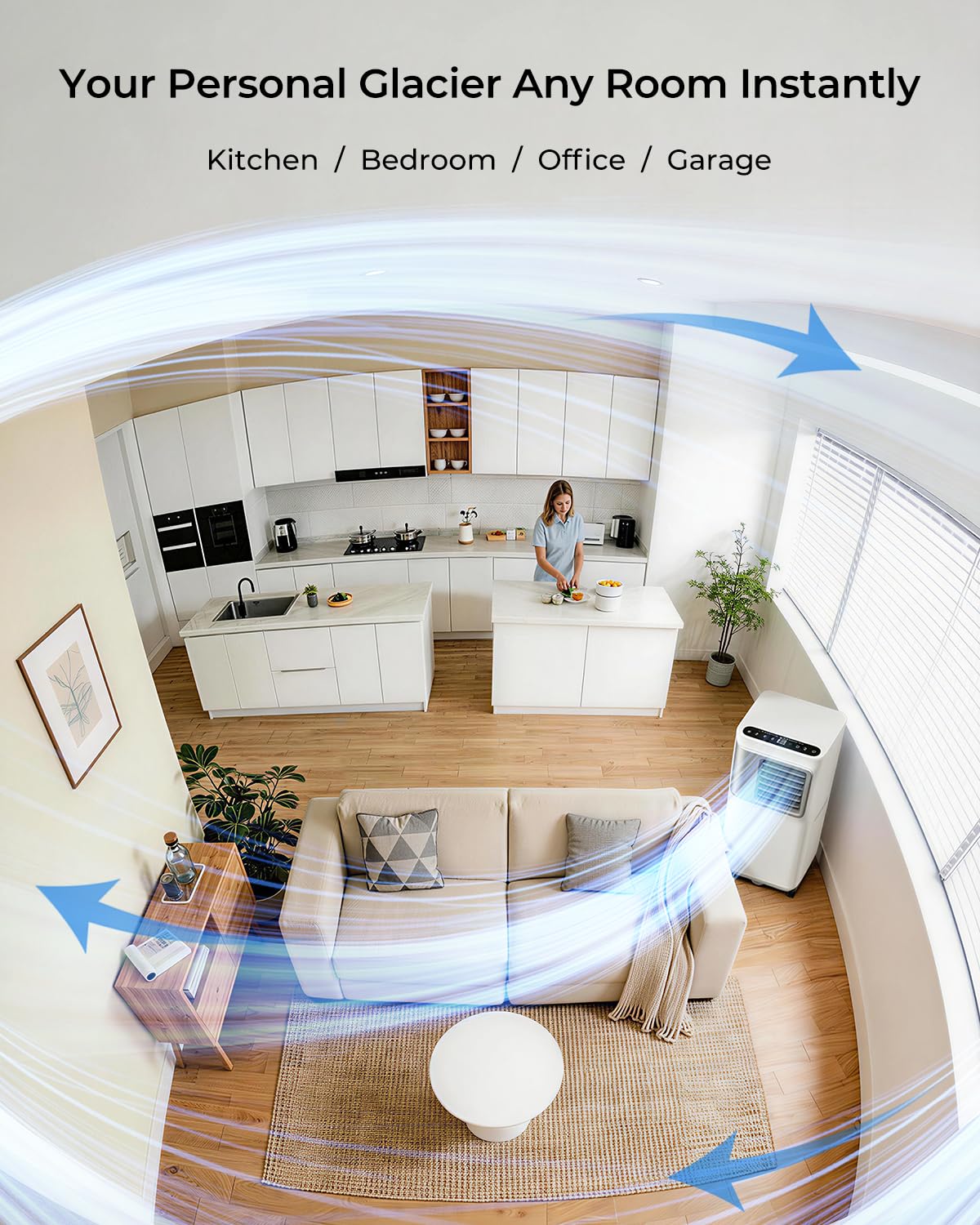 16000 BTU Portable Air Conditioners for Large Room up to 730 sq.ft 5-in-1 Smart AC Unit with WiFi APP/Remote Control, Fast Cooling