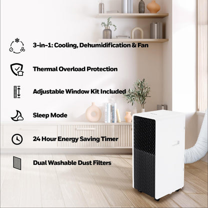 Honeywell 13,500 BTU Slim & Smart WiFi Portable AC with Fan, Dehumidifier, Alexa/Google Home Voice Control