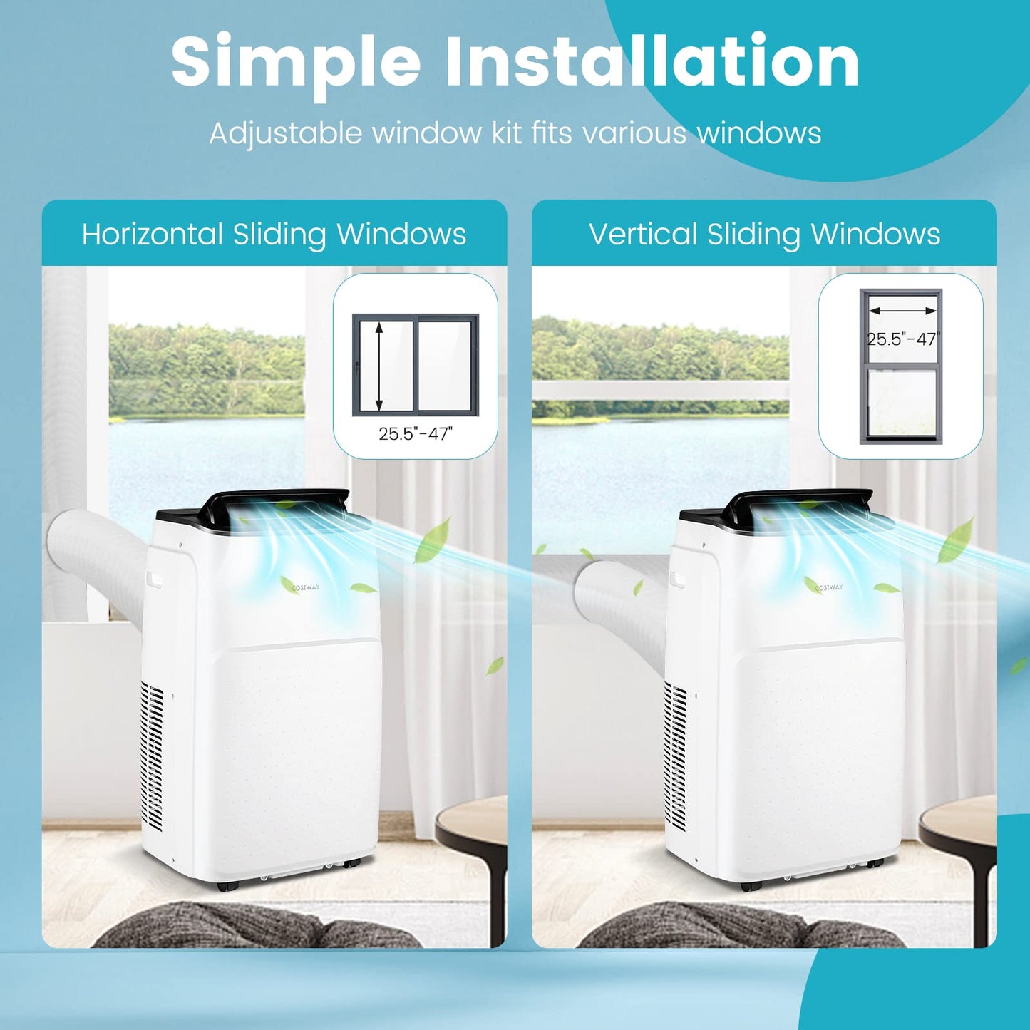 COSTWAY 13,000 BTU Portable Air Conditioner, Smart WiFi Enabled AC with App & Voice Control, with Cool, Fan