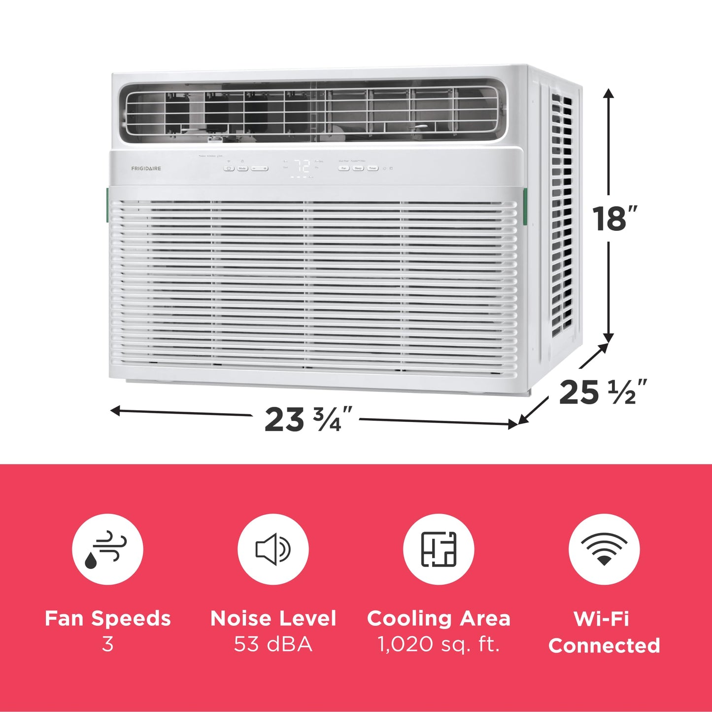 Frigidaire 18,000 BTU Smart Window Air Conditioner with Wi-Fi, Cools Up to 1,020 Sq. Ft., Remote Control, Quiet Operation
