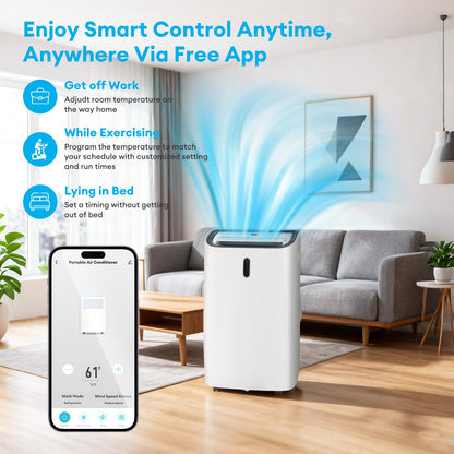 Muhub 12000 BTU Portable Air Conditioner, 4-in-1 with Cool/Heat/Dry/Fan Functions, Wi-Fi Smart AC Unit with App& Remote Control