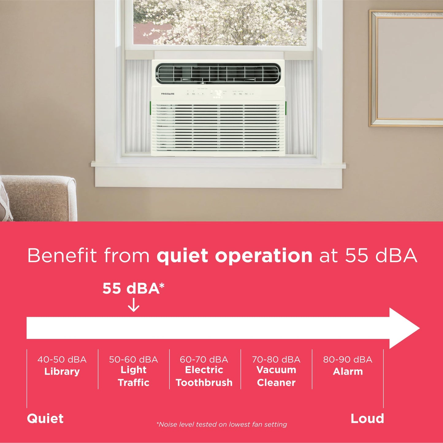 Frigidaire 12,000 BTU Smart Window Air Conditioner with Wi-Fi, Cools Up to 550 Sq. Ft., Remote Control, Quiet Operation, Eco Mode, 3 Fan Speeds, White