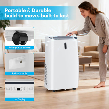 Muhub 12000 BTU Portable Air Conditioner, 4-in-1 with Cool/Heat/Dry/Fan Functions, Wi-Fi Smart AC Unit with App& Remote Control