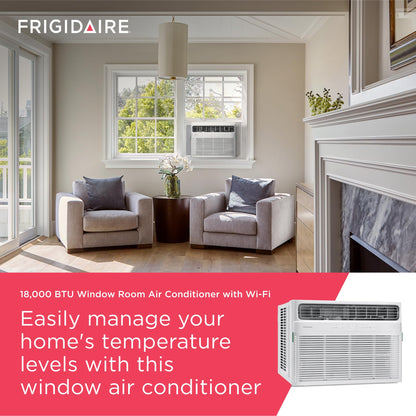 Frigidaire 18,000 BTU Smart Window Air Conditioner with Wi-Fi, Cools Up to 1,020 Sq. Ft., Remote Control, Quiet Operation
