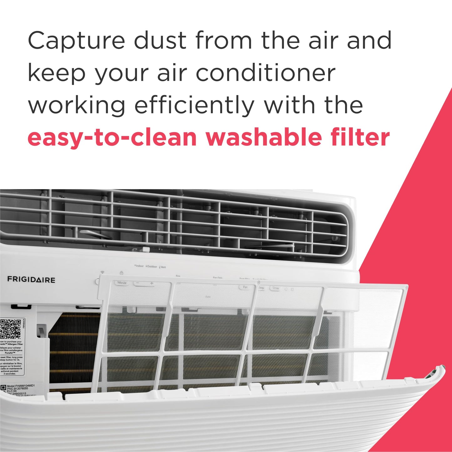 Frigidaire 12,000 BTU Smart Window Air Conditioner with Wi-Fi, Cools Up to 550 Sq. Ft., Remote Control, Quiet Operation, Eco Mode, 3 Fan Speeds, White