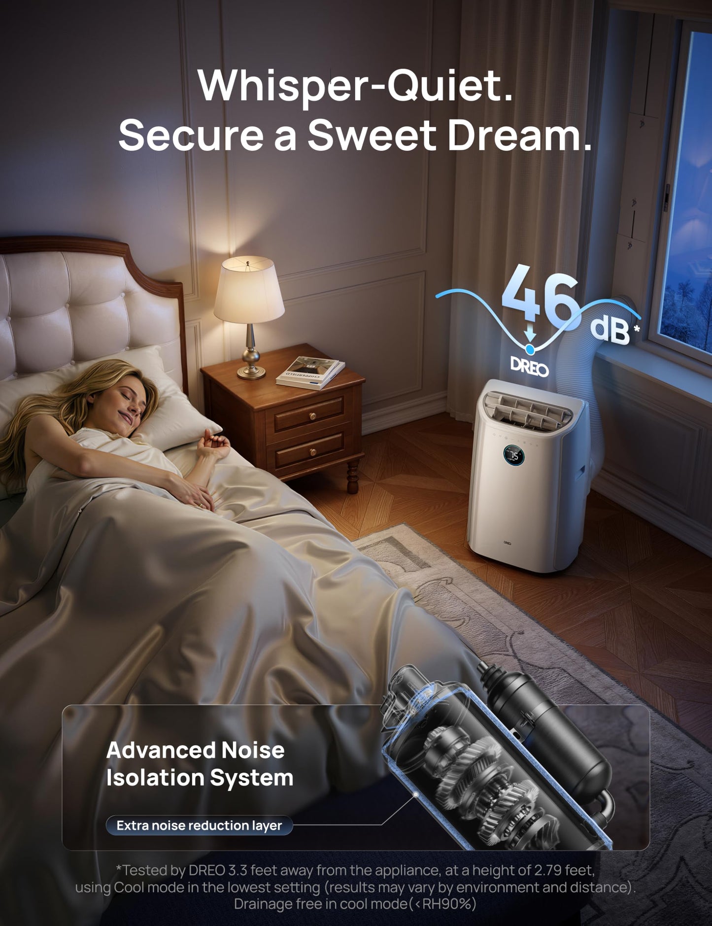 DREO Portable Air Conditioner 515S, 12000 BTU ASHRAE (8000 BTU DOE) Smart AC Unit for Bedroom with Drainage-free Cooling