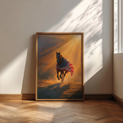 Western Wall Art, American Flag Art,Horse Prints,Western Patriot Decor