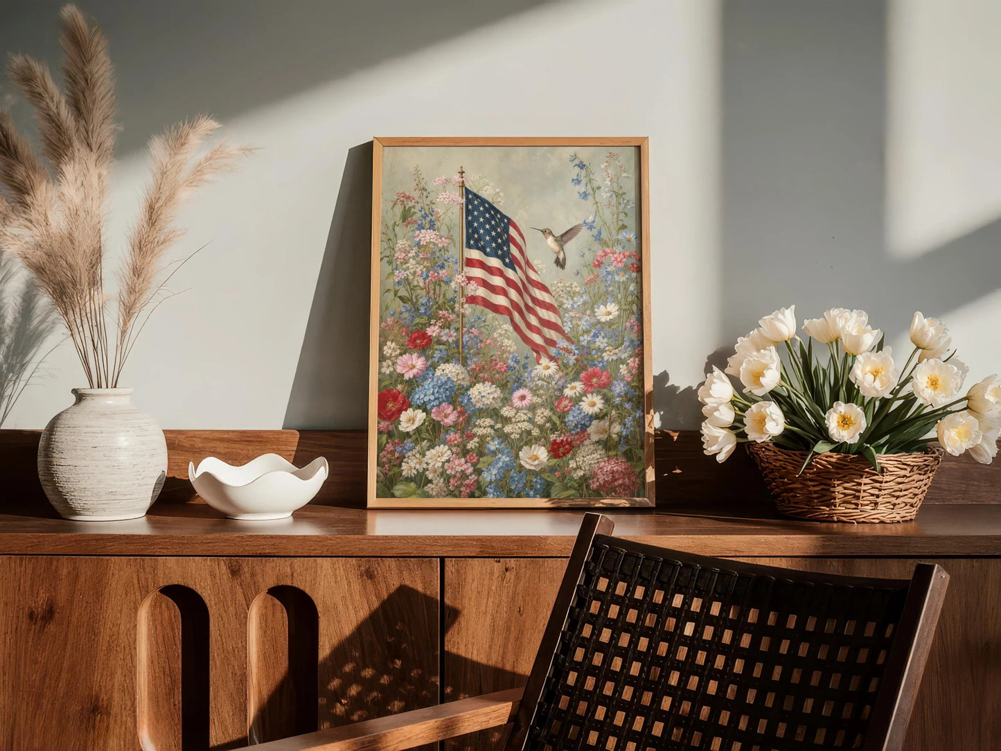 American Flag Wall Art, Patriotic Wall Art,American Decor,Wildflower