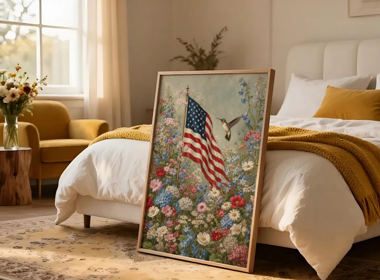 American Flag Wall Art, Patriotic Wall Art,American Decor,Wildflower