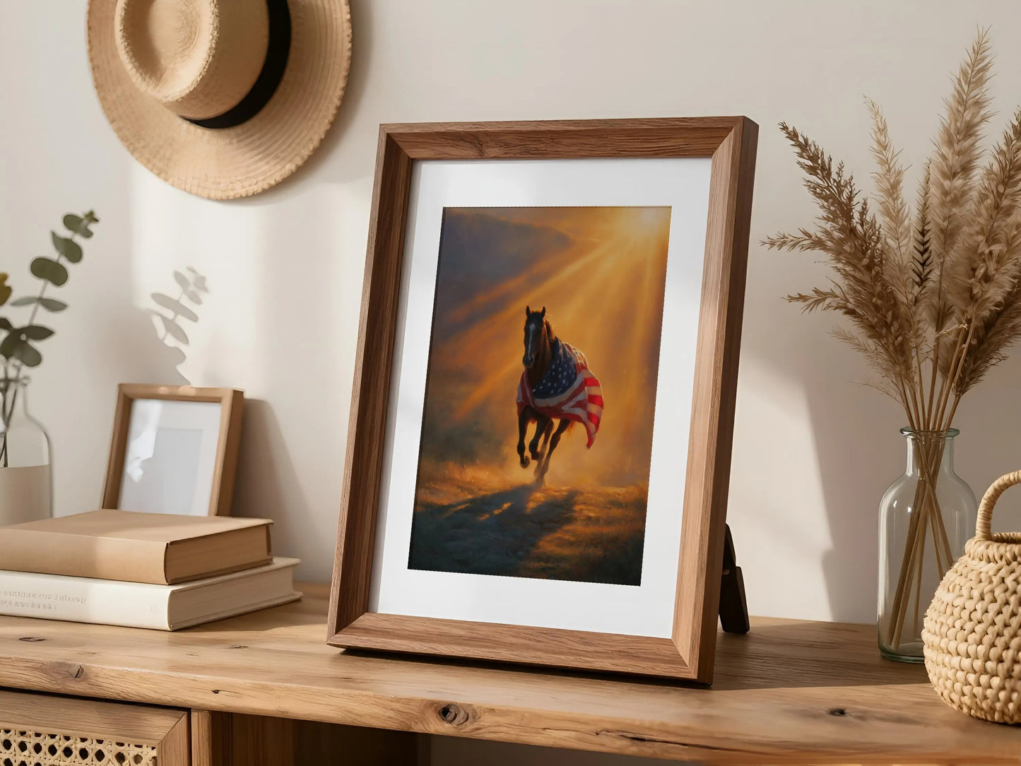 Western Wall Art, American Flag Art,Horse Prints,Western Patriot Decor