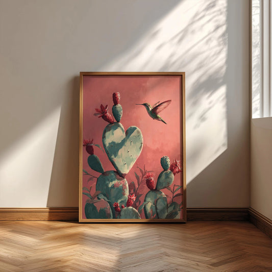 Mexico Heart Nopales Art, Mexico Cactus Wall Art