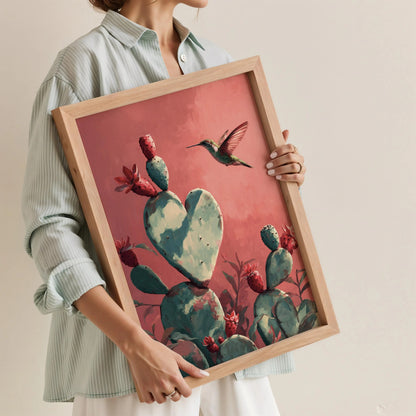Mexico Heart Nopales Art, Mexico Cactus Wall Art