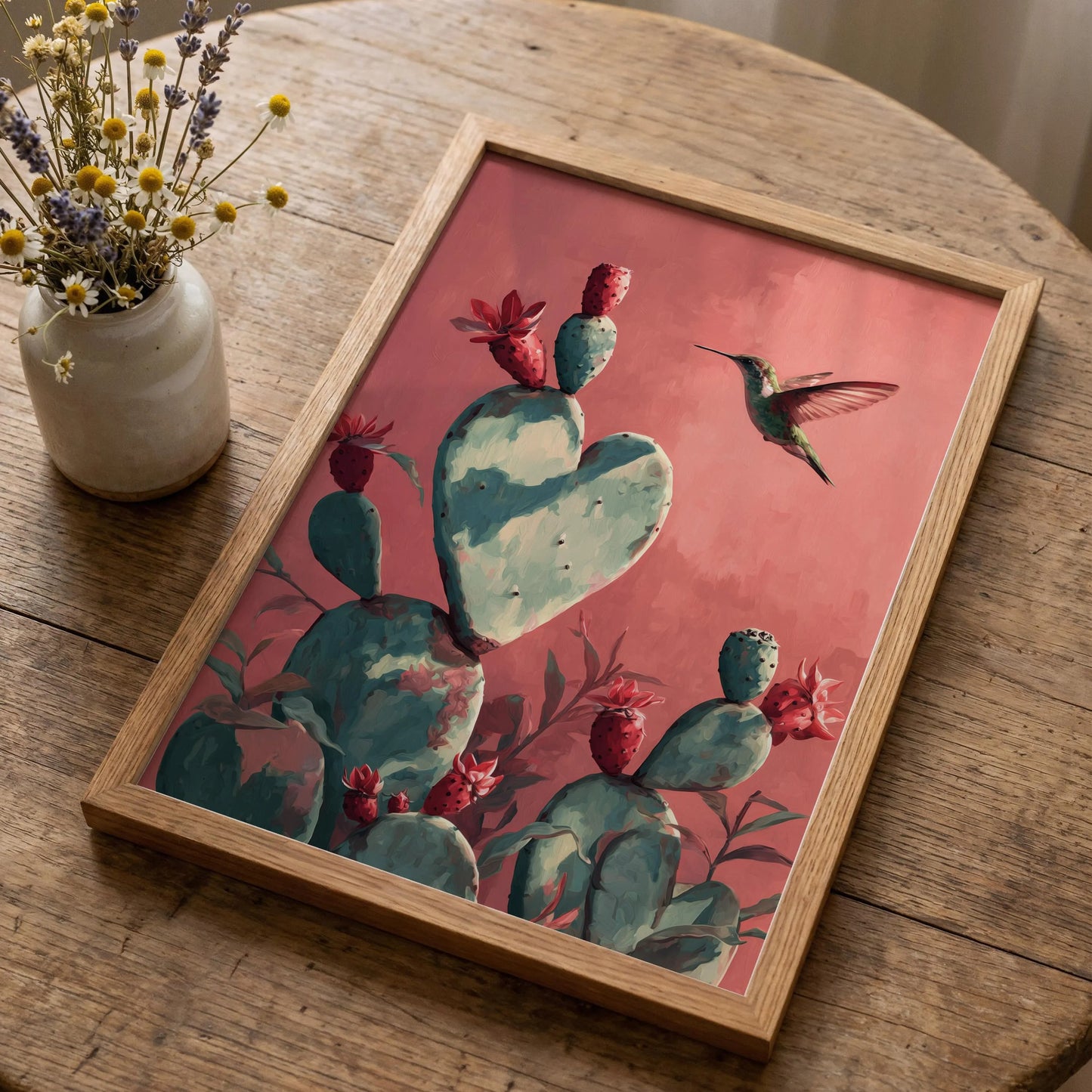 Mexico Heart Nopales Art, Mexico Cactus Wall Art